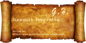 Gyurgyik Henrietta névjegykártya